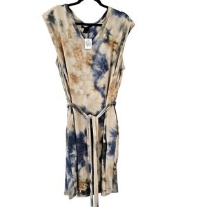 Ashley Stewart New With Tags Tie Dye Women's Dress Size 22 / 24 W Tan Blue, Grey